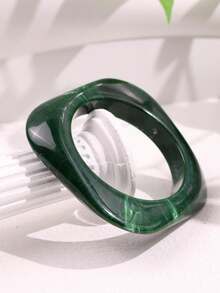 1pc Green Wide Resin Bracelet, New Punk Style Gold Rivet Cuff Jewelry, Versatile Retro Thick Bangle For Women - Multicolor - View 5