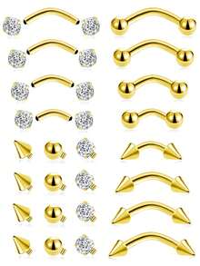 Bộ trang sức xỏ lông mày tinh tế, thẩm mỹ với mặt dây chuyền đá Zirconia dành cho nữ, thích hợp đeo hàng ngày và làm quà tặng dịp lễ. - phong cách A - Xem 12