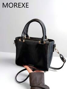 Minimalist Women's Handbag, Fashion Ladies Tote, Versatile Commuter Small Square Bag, Shoulder Crossbody Bag - Black - View 2