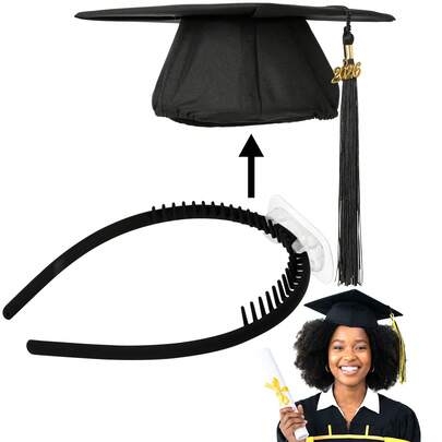 2026 Graduation Cap Headband, Matte Black Anti Slip Headband With Detachable Clasp, Reusable Hair Stabilizer For Graduation Cap, Hat Accessories For Graduates, Students, Women, 1 Pc