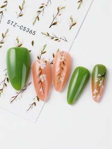 FULL BEAUTY 2 miếng dán móng tay hình hoa nhài mini mùa xuân, lá hoa 5 cánh màu trắng, hoa đào thanh lịch, trang trí móng tay hoa mùa hè tự làm cho phụ nữ và bé gái - Nhiều màu - Xem 7