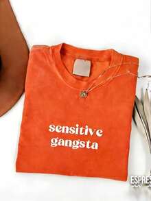 Sensitive Gangsta  Quote T-Shirt Meme God Forbid L'm A Sensitive GangsterGraphic Tee,ImAMommyMamacita T-Shirt Gift For Hereasterback To Schoolvacation - 橘色 - 查看 9