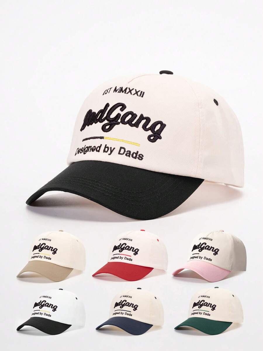 1pc Men's Embroidered "Dadgang" Colorblock Baseball Cap, Street Fashion Five-Panel Hat, Outdoor Sun Protection Casual Cap For Spring/Autumn Travel, Beach,Summer,Holiday,Festival - Multicolor - View 1