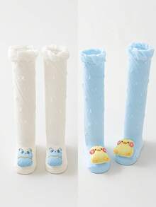 2 Pairs Baby Long Socks, 0-1 Year Old, Breathable Mesh, Cartoon Animal Pattern, Summer - Multicolor - View 18