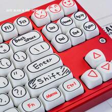 Cute Red & Black Theme Keycaps, MOA Profile, PBT Material, Dye-Sublimation, Compatible With 60-108 Keys Mechanical Keyboards - View 4
