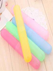 Random Color Portable Toothbrush Case - 1pc Plastic Container For Daily Use And Travel, Lightweight Multicolor Travel Essential With Spacious Space To Hold Toothbrush Head, Hygienic Organizer For Gym, Office, Weekend Getaways And Portable Bathroom Storage, Compact Case Hygienic Toothbrush Protection On The Go - Multicolor - View 3