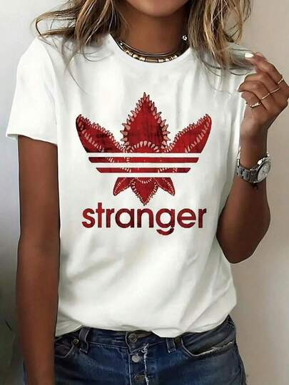 Camiseta estampada temática para hombre, 100% algodón, camiseta casual de manga corta para mujer con estampado gráfico de alienígena - Diseño rojo y en contraste, cuello redondo, ligera y transpirable para primavera, verano, otoño, top de moda para uso diario, ropa de primavera y verano, camiseta gráfica de ajuste cómodo, camiseta con ilustraciones inspiradas en  StrangerS Hawkins ThIng, camiseta de algodón con ilustraciones gráficas, 100% algodón, camisetas con estilo  StrangerS, camiseta con estampado de , top para hombre, camiseta casual de algodón exquisita con cuello redondo, StrangerSthIngS, camiseta gráfica, regalos para el Día de San Valentín, ropa para hombre, camisas para hombre, hombre, camiseta gráfica, camisetas gráficas para mujer, ropa de verano.