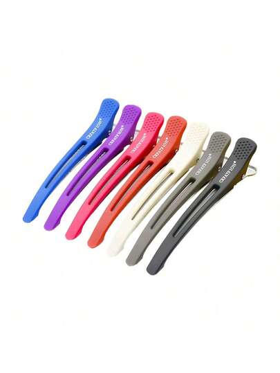 6/12件装专业发型固定无痕夹，沙龙分区长鼻夹，男女通用刘海造型鳄鱼夹，随机印花，女士发饰，美发工具，美容配件，卷发配件，发夹，发饰，女士配件，秋季，旅行，美发工具，女士配件，护发产品