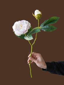 1PC 19-Inch Artificial Peony Flower Bouquet, Burnt Edge 2-Head Peony Artificial Flower, Maintenance-Free Fake Lotus Flowers, For DIY Bridal Bouquet Wedding Centerpiece Party Home Decor, Indoor Outdoor Spring Summer Decor Use, Valentine's Day Mother's Day Gift - Multicolor - View 11