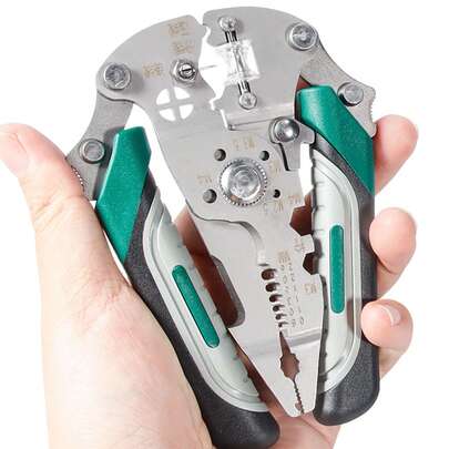 1 pieza Pelacables plegable de acero inoxidable, pelacables multifunción especializado para electricistas para cableado, bobinado, corte y pelado