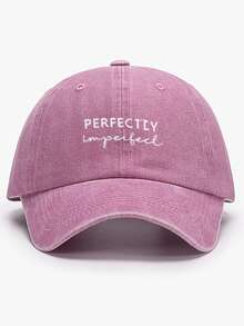 Printed "PERFECTLY IMPERFECT" Washed Baseball Cap, Lightweight Breathable Adjustable Sun Hat Suitable For Outdoor, Travel, Hiking, Cycling In Spring And Autumn,Summer,Beach - Print - View 9