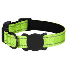 Adjustable Reflective Dog Collar With AirTag Holder, Soft Nylon Material, Anti-Lost, Suitable For Small, Medium And Large Dogs Outdoor Walking And Travel - Lime Green - View 10