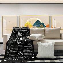 1pc Ultra Soft Flannel Mom Gift Blanket - Best Mom Design, With Heartfelt Message, Geometric Pattern, All Season, Machine Washable, Ideal For Christmas, Mother's Day, Napping Or Air Conditioning - Multicolor - View 3