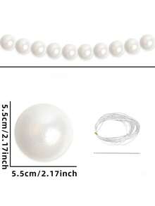 Simulazione di grande pendente di perla per decorazione di sfondo di parete di celebrazione di matrimonio con fili di perline fai-da-te, pezzo di visualizzazione sfera bianca appeso come decorazione - Grande ciondolo di perle - Visualizzare 11
