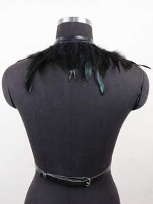 1 PC Faux Feather Harness Bra Top – Perfect For Halloween, Carnival, Stage Shows & Night Out Looks, Adjustable Shawl Cape For Cosplay - YM - View 4
