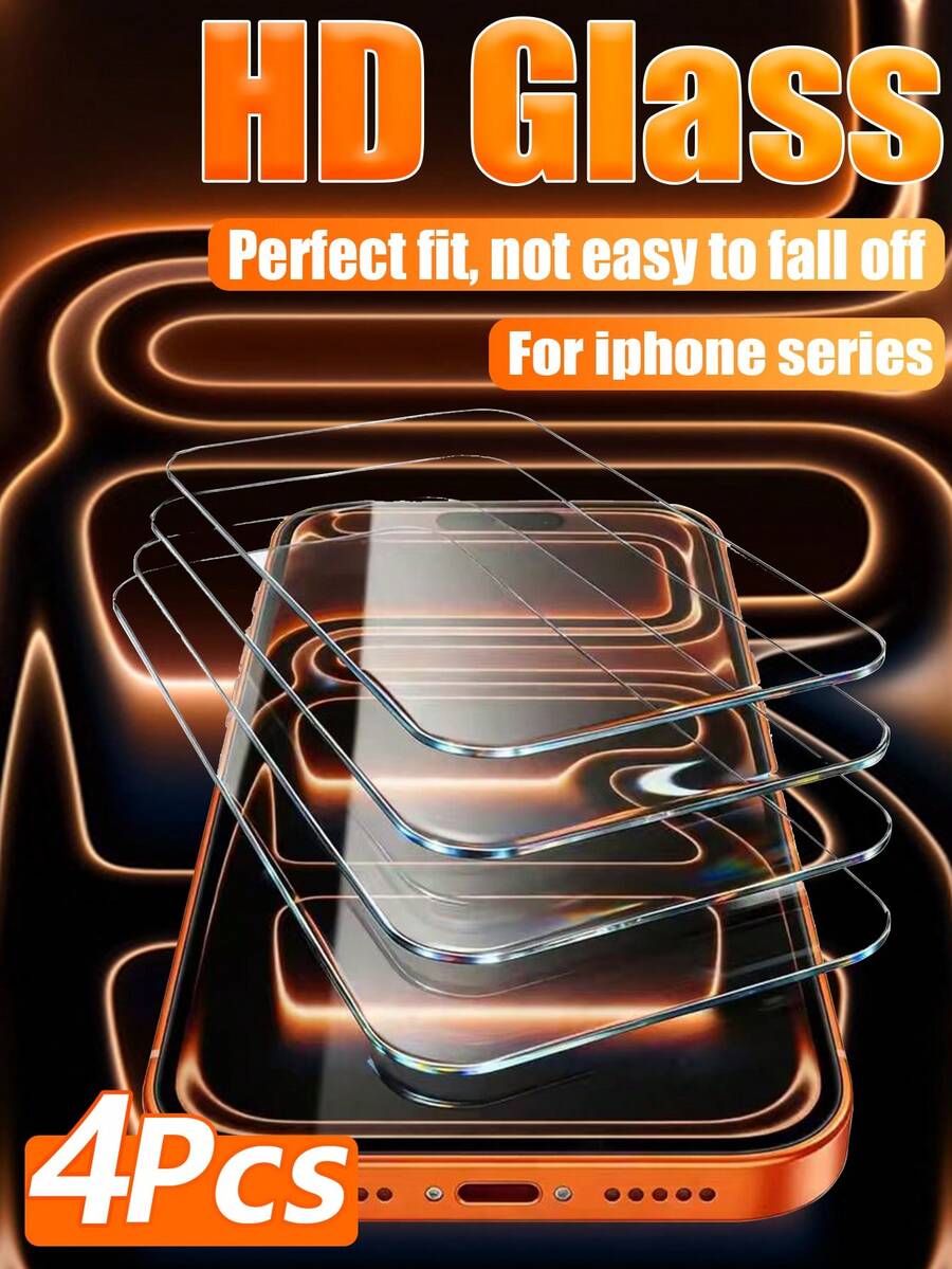 Bộ 4 miếng dán màn hình cường lực chống sốc cho iPhone 17 Pro Max, độ cứng 9H, dễ dàng lắp đặt, bảo vệ chống rơi vỡ chuẩn quân sự, tương thích với iPhone 17Pro/17Air/17/16Promax/16Pro/16plus/16/15Promax/15Pro/15plus/15/14/13/12/11, độ phân giải cao, trong suốt, chống trầy xước, không bọt khí, phù hợp cho sử dụng hàng ngày và văn phòng, phụ kiện điện thoại, tương thích với ốp lưng, quà tặng mùa xuân. - Trong sáng - Xem 1