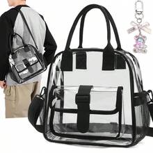 Ubysoyi Designed Handbag Clear Bag Large Capacity Stadium Approved Transparent Tote Bag Shoulder Bag Clear Bag Outdoor Sport Bag Lightweight Daily Crossbody Bag With Adjustable Strap With Bag Pendant For Women/Unisex Beach Waterproof Handbag For Concert Sport School Swimming Travel Vacation See Through Beach Storage Bag - 黑色 - 查看 12