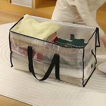 1个大容量被子收纳袋，高品质户外搬家打包袋，防尘防潮可折叠便携式床上用品袋，适用于存放衣物、床上用品、玩具、裤子、T恤、袜子、枕头和毯子等季节性物品。 - 彩色 - 查看 4