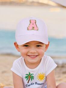 1pc Children's 26 Letter Pattern White Baseball Cap, Fashionable Sports Sun Hat Suitable For Kids School And Casual Wear, Adjustable Baby Baseball Cap - Multicolor - View 3