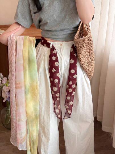 1pc Women's Belt, Plaid Scarf, Lightweight Luxury Scarf, Suitable For Daily Matching
