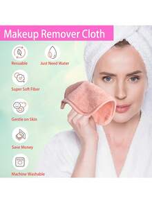 12 Stücke Abschminktücher, mit Kante, wiederverwendbar, weich & feuchtigkeitsspendende Make-up Reinigungstücher, 6/1 Set, Taschentuch, Make-up Entfernungstuch - Verschiedenfarbig - Übersicht 2