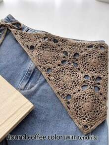 法式花卉针织头巾蕾丝叠穿半裙套装，假半裙内衬裙，显瘦叠穿单品 - 彩色 - 查看 8