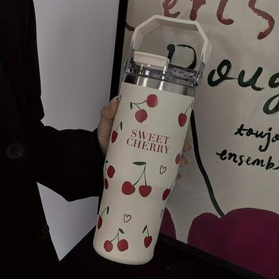 33.44oz Stainless Steel Insulated Water Bottle With Straw And Handle - Reusable, Suitable For Travel, Fitness, Outdoor Activities - Dual Drinking Spout Design, Ideal Holiday Gift