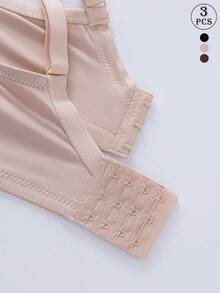 3pcs Plus Size Women Bra Set, Full Coverage Supportive Bra, Breathable Comfortable Stretchy Matching Set - Multicolor - View 8