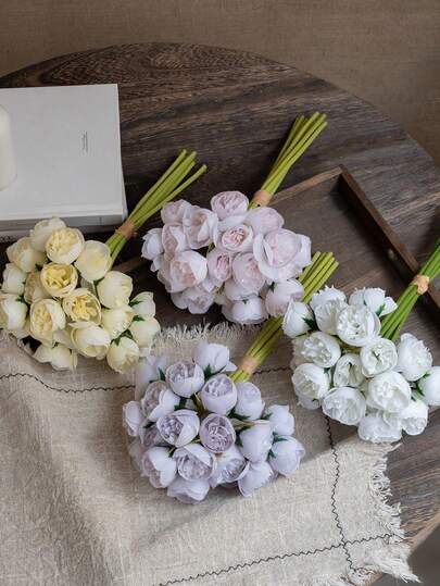 Bó hoa hồng nhân tạo 9 bông, 27 bông, dùng để trang trí nhà cửa, làm đạo cụ chụp ảnh, hoặc bó hoa cưới.