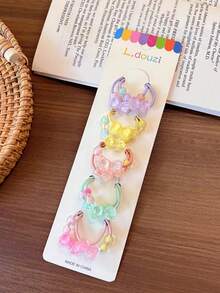 10个简约蝴蝶星形弹力发圈，多功能优雅高马尾和发髻配饰，适合女孩，包装完好 - 彩色 - 查看 1