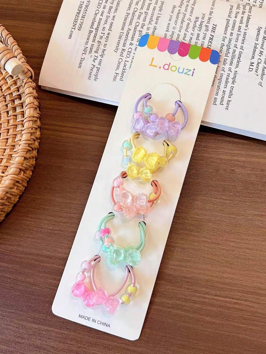 10个简约蝴蝶星形弹力发圈，多功能优雅高马尾和发髻配饰，适合女孩，包装完好 - 彩色 - 查看 1