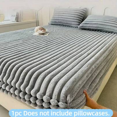 Faux Fur Fitted Sheet, (8-16) Deep Pocket Design, Full Coverage Non-Slip Mattress Protector, Thickened Warmth Autumn And Winter, Suitable Bedroom, Hotel, Dormitory Use, Holiday, 4 Seasons Available