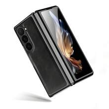 VIETAO Electroplating Material Retro Faux Leather Mobile Phone Case Compatible With Samsung Galaxy Fold 2 3 4 5 6 7 5g 8 Ultra Protective Cell Phone Cover Compatible With IPhone Duo With Tempered Glass Screen Protector - Black - View 8