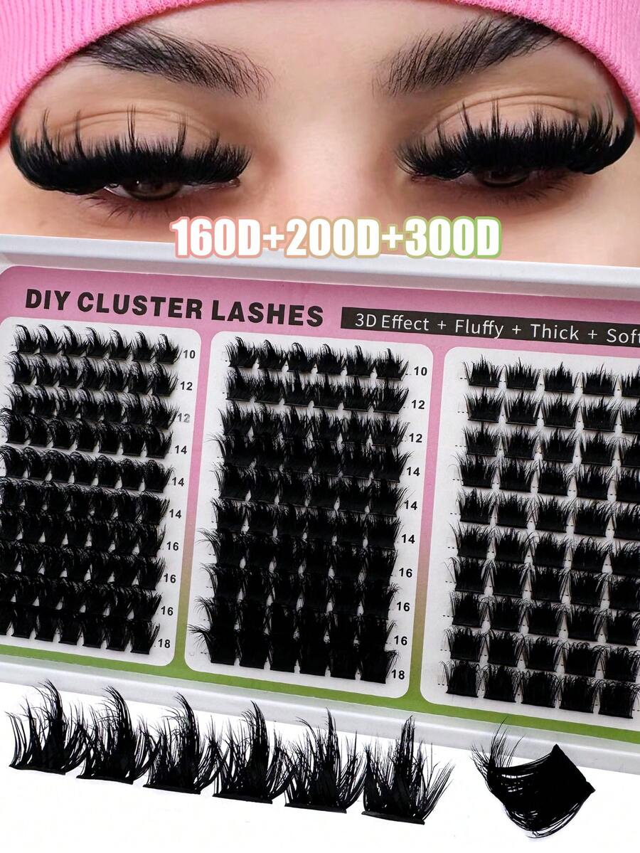 300D+200D+160D/160D+100D+60D 尖端睫毛簇接睫毛 180pcs/260pcs 加厚尖端單根睫毛 10-18mm 極其蓬鬆睫毛接睫毛 D/DD 捲度睫毛接睫毛 獨特尖端簇單根仙女簇睫毛 貂毛睫毛