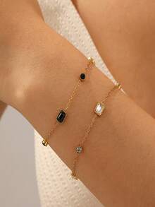 1Pc Fashion Minimalist Advanced Gold Plated Stainless Steel Chain Bracelet - Style 1 - View 3