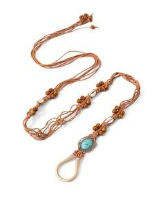 1pc Solid Color Polyester Waist Rope, Natural Seashell Accent, Versatile Boho Style For All Seasons - Handmade Waist Rope - View 8