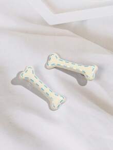 2-4pcs Cute Striped Dog Bone & Duck Bill Shaped Clips, Versatile Side Bangs Hairclips, Holiday Party Hair Accessories,Summer,Travel - Multicolor - View 4