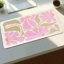 1pc Extra Large Floral Mouse Pad - Elegant Pink And Beige Floral Design, XXL Rubber Desktop Mat, Stitched Edges, Suitable For Women, Artists And Gamers, Extended Gaming And Office Decor, Mouse Pad Accessory |   Decorative Mouse Pad |   Smooth Surface Pad, Large Mouse Pad - 查看 2