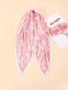 1 pieza Nuevo pañuelo de mujer de primavera con estampado arrugado, bufanda, diadema multiusos, adecuado para uso diario, playa, vacaciones - Rosa - Ver 2