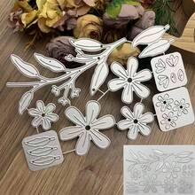 金属切割模具套装，适用于卡片制作，可用于制作花卉图案、压花纸、纸张切割、剪贴簿、模板打印，并附赠收纳袋。 - 銀色 - 查看 1