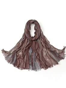 180cm X 70cm Artistic Tie-Dye Rayon Scarf - Contrasting Crinkle Texture Shawl, Breathable Non-Slip Large Women's Shawl & Versatile Summer Scarf - Multicolor - View 15