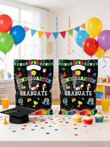 30/50pcs Graduation Printed Plastic Goodie Bags, Stylish And Simple, Ideal For Graduation Party Favors, Birthday Party Supplies, Reusable Shopping Bags And Gift Packaging - View 1