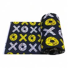 非洲 Ankara 蠟染印花布料，黑色底黃色白色 XO 幾何圓圈圖案，透氣布料，適用於非洲派對洋裝、頭巾、裙子、DIY 縫製服飾、休閒穿搭與家居裝飾材料 - 蠟染布 - 查看 6