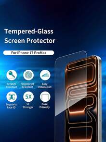 3pcs Tempered Glass Screen Protector, Compatible With IPhone 17/16/15/14/13/12/11 Pro Max/Air/X/XS/XR/Mini/7/8/14 Plus, Also Fits 14/15/16 Pro Max/17 PRO MAX/17E - Clear - View 7