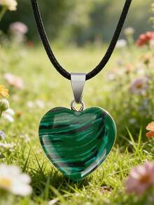1pc/5pcs/7pcs Women Heart Pendant Necklace, Natural Heart Shaped Pendant Necklace, Couple Necklace - Multicolor - View 22