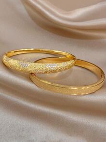Unique Frosted Bangle Bracelet Sets For Women Dainty Golden Thin Bangle Bracelet For Daily Party Wedding Music Festival Valentine Christmas Mother Day Jewelry Gifts - Multicolor - View 3