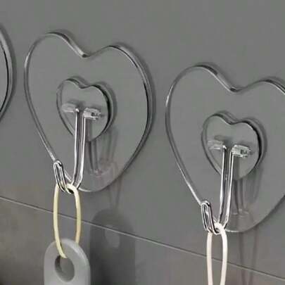 50 Pezzi Ganci Adesivi Resistenti - Facili da Riporre e Installare, Design a Forma di Cuore, Adatti per Bagni, Cucine, Soggiorni e Camere da Letto. Montati a Parete per Appendere Fazzoletti, Chiavi, Cappotti, Cappelli e Utensili da Cucina. Ideali per la Decorazione di Cucina e Bagno.