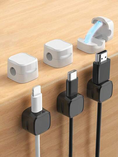 3 piezas Clips organizadores de cables magnéticos de escritorio, soporte para cables de datos de teléfono, abrazaderas de gestión de cables