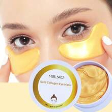 MELAO MELIAO黄金胶原蛋白眼膜贴 - 60对，抗衰老眼膜，有效减少皱纹、黑眼圈和眼袋，富含黄金成分，保湿紧致，女士佳礼 - 每片1.4克 - 金色 - 查看 2