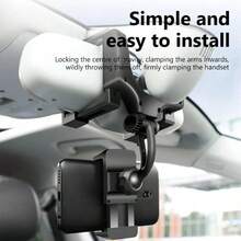 Car Rearview Mirror Mount Car Phone Bracket Navigation GPS Stand Foldable Adjustment Phone Holder Car Car Accessories - Black - View 6